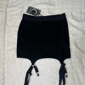 Killstar Black and Green Velvet Skirt